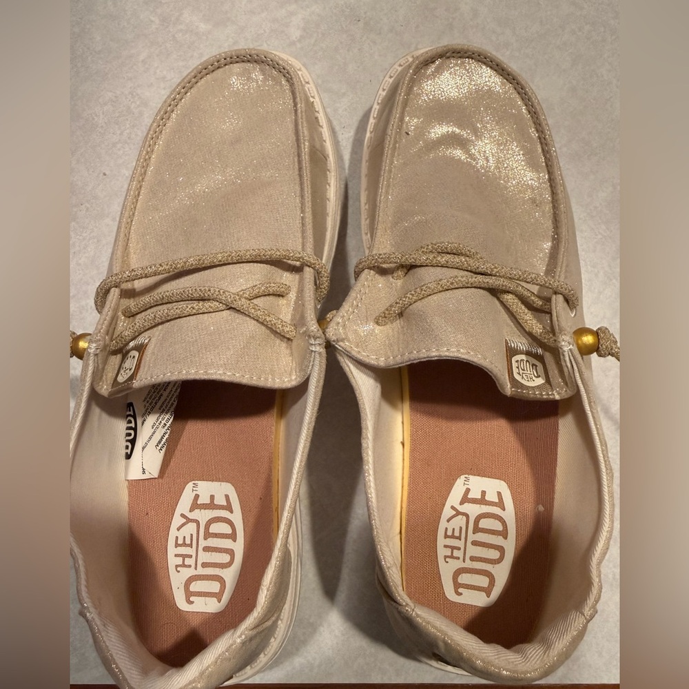 Hey Dude Gold Metallic Loafers